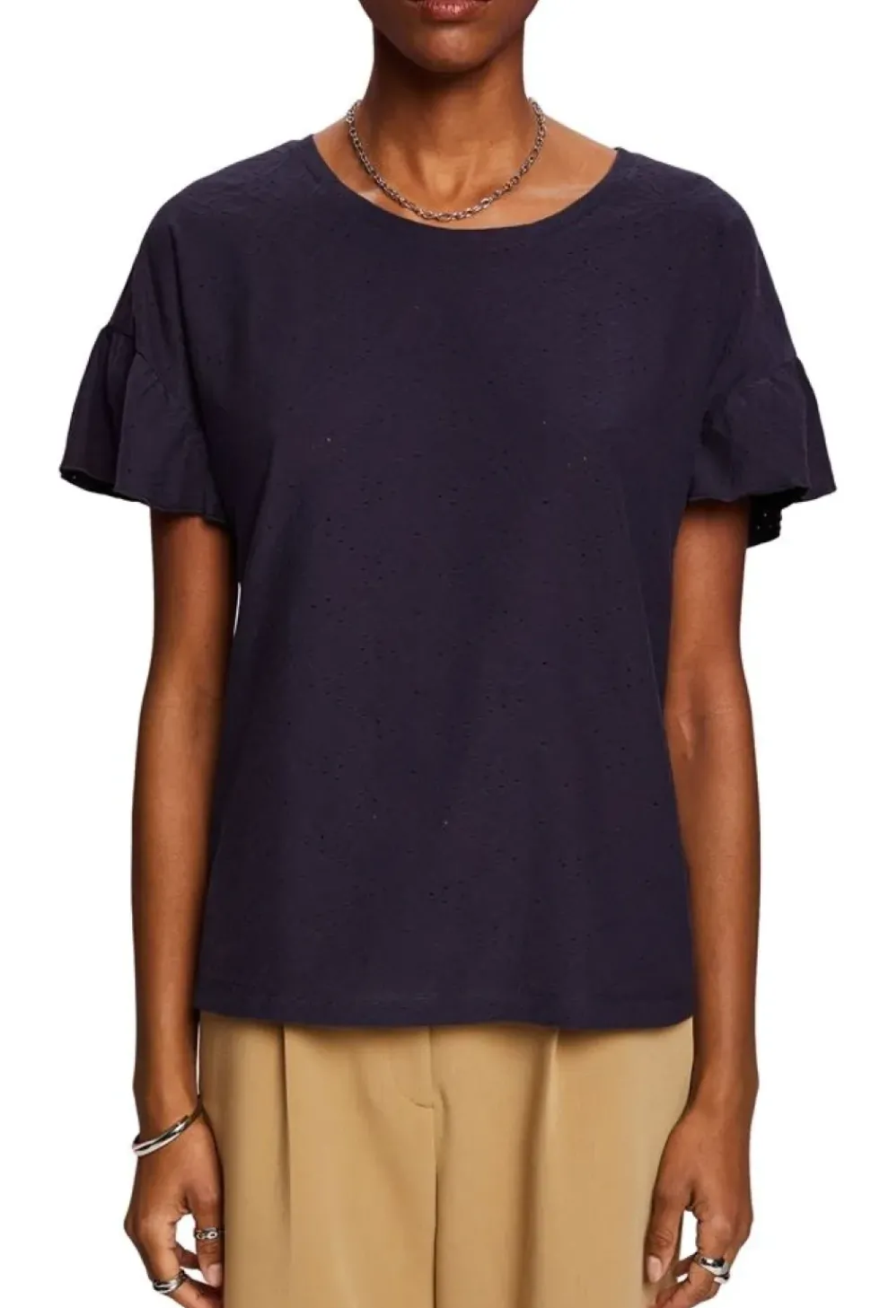 EDC T-Shirt mit Strukturmuster blau S23 033CC1K317