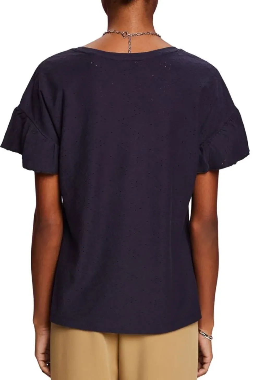EDC T-Shirt mit Strukturmuster blau S23 033CC1K317