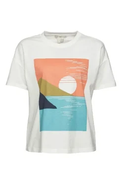 EDC T- Shirt Print Baumwolle weiß blau orange S22 062CC1K314