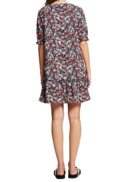 Esprit Bedrucktes Minikleid aus Jersey, 100 % Baumwolle blau S23 043EE1E319