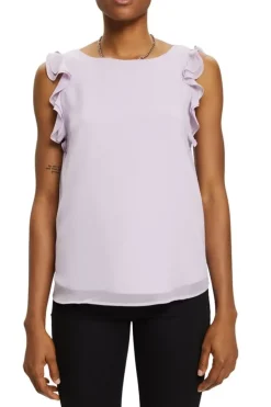 Esprit Chiffonbluse mit Rüschen lila, schwarz NOS 993EO1F305