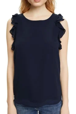 Esprit Chiffonbluse mit Rüschen lila, schwarz NOS 993EO1F305