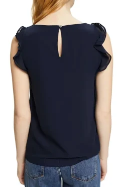 Esprit Chiffonbluse mit Rüschen lila, schwarz NOS 993EO1F305
