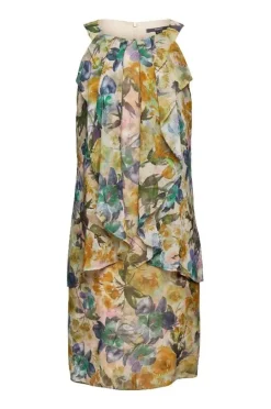 ESPRIT COLLECTION Chiffonkleid florales Muster Knielang weiß S12 032EO1E348