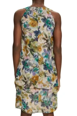 ESPRIT COLLECTION Chiffonkleid florales Muster Knielang weiß S12 032EO1E348