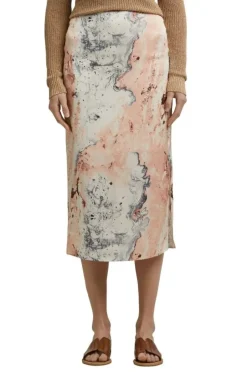 ESPRIT COLLECTION Midirock mit Mamorprint beige 041EO1D302