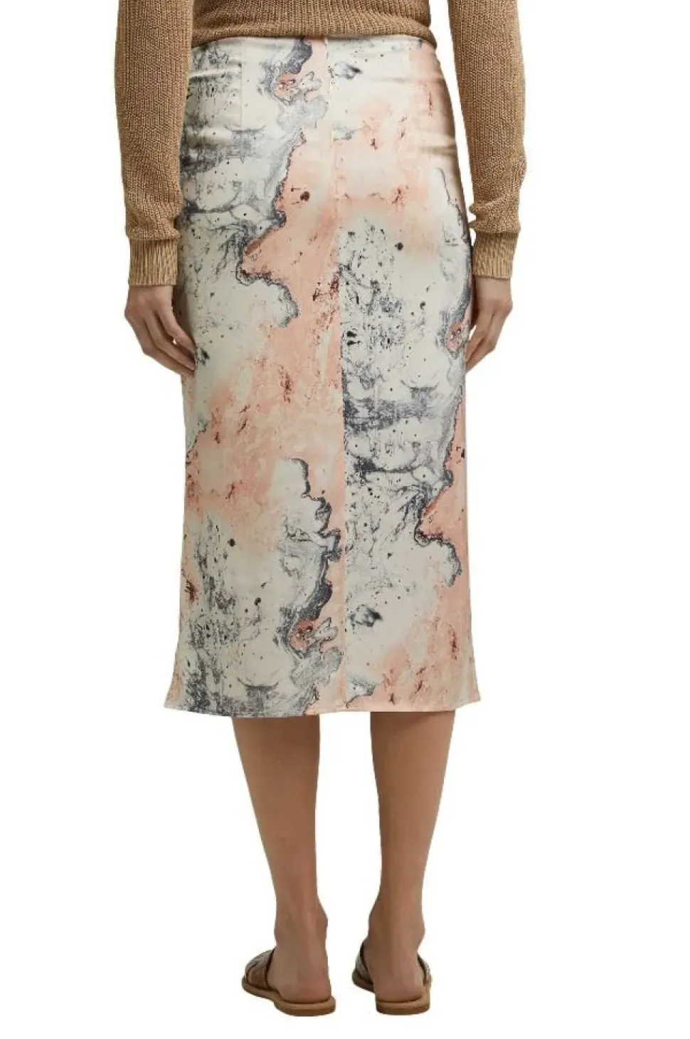 ESPRIT COLLECTION Midirock mit Mamorprint beige 041EO1D302