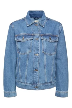 ESPRIT Denim-Jacke reine Baumwolle Schlaufe am Saum blau NOS 992EE1G311