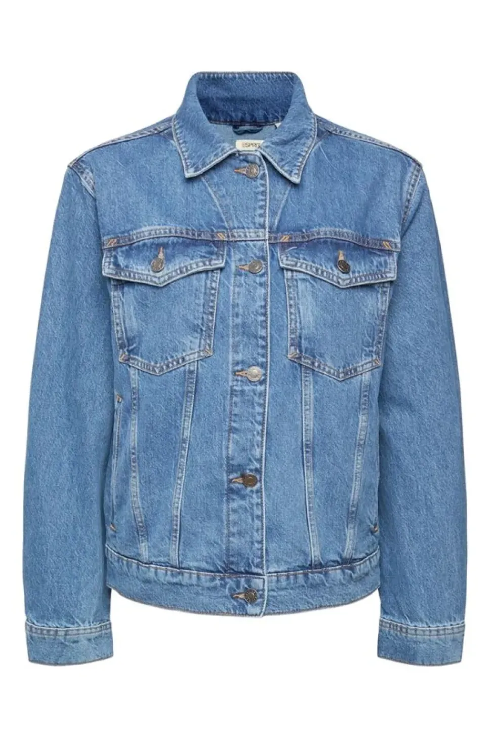 ESPRIT Denim-Jacke reine Baumwolle Schlaufe am Saum blau NOS 992EE1G311