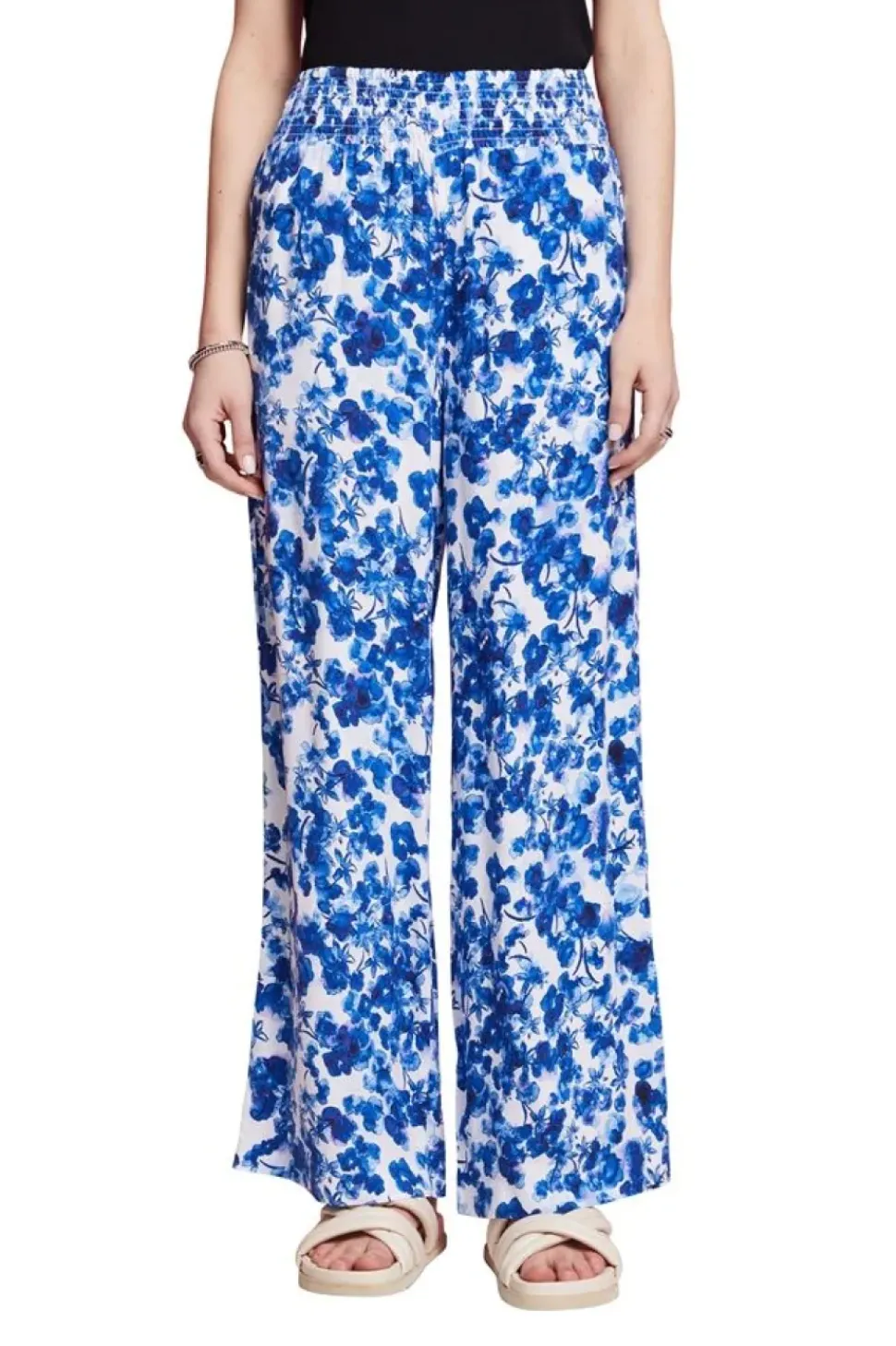 Esprit Gemusterte Pull-on-Hose mit weitem Bein orange, blau S23 043EE1B339