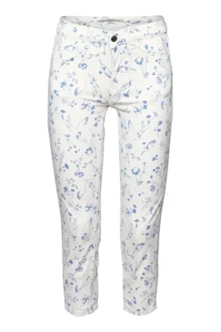 Esprit Hose mit floralem Muster 3/4 Bein weiß S23 043EE1B317