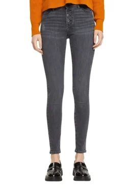 Esprit Jeans mit Stretchkomfort Knopfleiste grau S23 092EE1B323