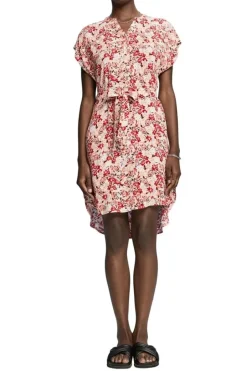 Esprit Kleid mit Gürtel und Crêpe-Effekt rosa S23 043EE1E303