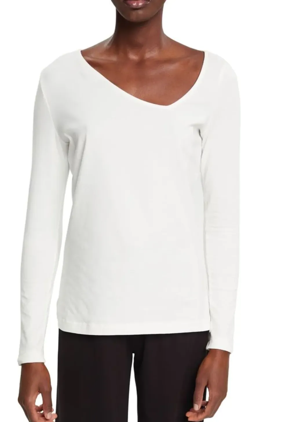 Esprit Longsleeve mit asymmetrischem Ausschnitt weiß, rot, schwarz S23 122EE1K314
