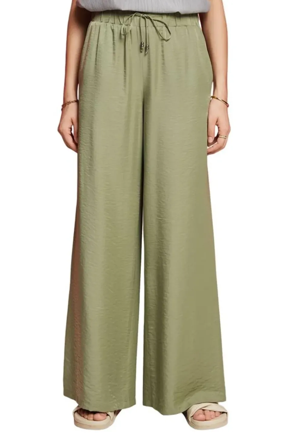 Esprit Satinhose mit weitem Bein grün S23 063EE1B304