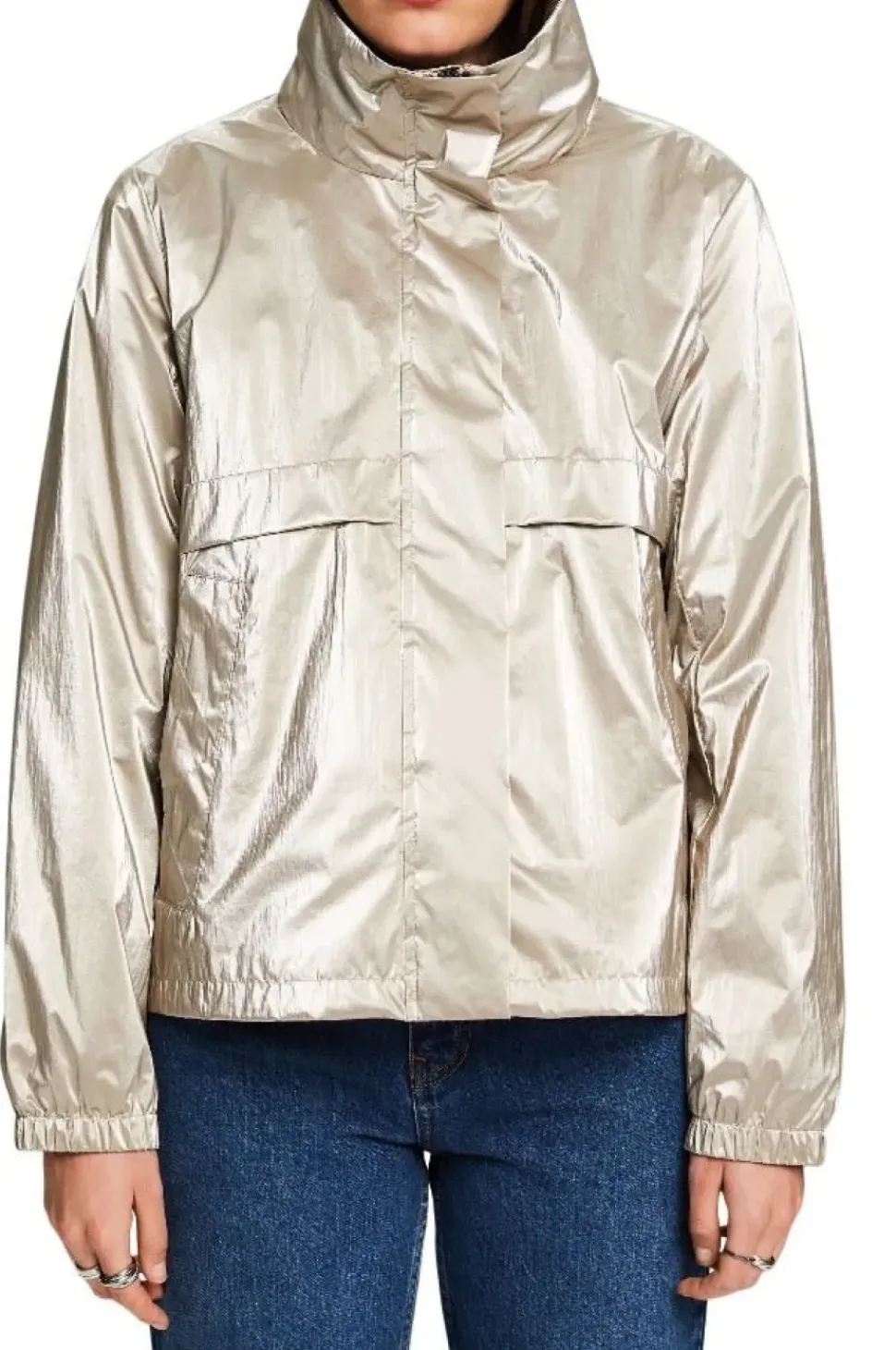 ESPRIT Windjacke Outdoorjacke Metallic- Beschichtung beige S14 014EE1G389