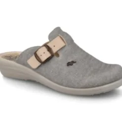 Fly Flo Damen Hausschuh PantoffelTextil grau S12 855401