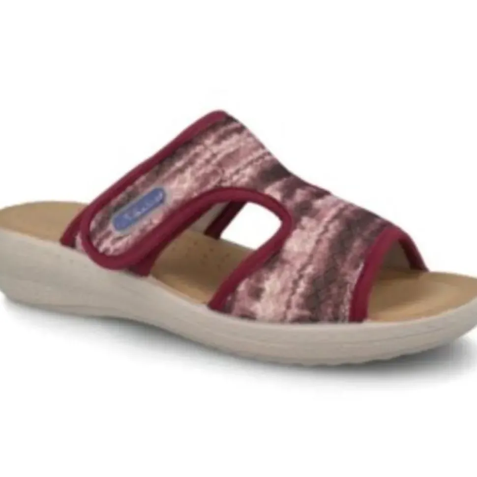 Fly Flot Damen Pantolette Hausschuh Textil rot S12 855415