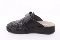 Fuß Bequem Damen Hausschuh Pantolette Klettverschluss Wechselfußbett schwarz S23 5027/9-48