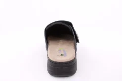 Fuß Bequem Damen Hausschuh Pantolette Klettverschluss Wechselfußbett schwarz S23 5027/9-48