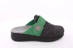 Fuß Bequem Damen Hausschuh Pantolette Wechselfußbett Klettverschluss grau S23 5027/01