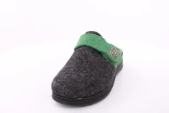Fuß Bequem Damen Hausschuh Pantolette Wechselfußbett Klettverschluss grau S23 5027/01