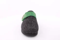 Fuß Bequem Damen Hausschuh Pantolette Wechselfußbett Klettverschluss grau S23 5027/01