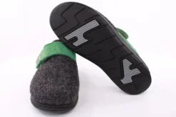 Fuß Bequem Damen Hausschuh Pantolette Wechselfußbett Klettverschluss grau S23 5027/01