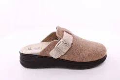 Fuß Bequem Damen Hausschuh Pantolette Wechselfußbett Zierschnalle beige S23 5025/01
