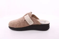 Fuß Bequem Damen Hausschuh Pantolette Wechselfußbett Zierschnalle beige S23 5025/01