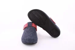 Fuß Bequem Damen Hausschuh Pantolette Zierschnalle blau S23 206/01