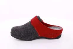 Fuß Bequem Damen Hausschuh Pantolette Klettverschluss grau S23 207-2/01