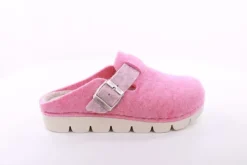 Fuß Bequem Damen Hausschuh Pantolette Zierschnalle rosa, blau S23 1100/01