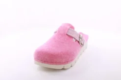 Fuß Bequem Damen Hausschuh Pantolette Zierschnalle rosa, blau S23 1100/01