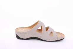 Fußbequem Damen Pantolette Leder Klettverschluss braun, grau S13 2000