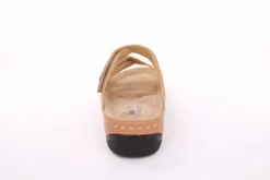 Fußbequem Damen Pantolette Leder Klettverschluss braun, grau S13 2000