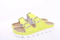 Fußbequem Damen Pantolette Leder gelb, pink S13 9002