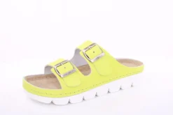 Fußbequem Damen Pantolette Leder gelb, pink S13 9002