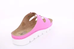 Fußbequem Damen Pantolette Leder gelb, pink S13 9002