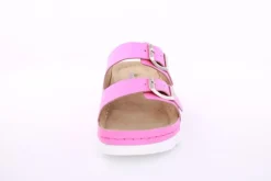 Fußbequem Damen Pantolette Leder gelb, pink S13 9002