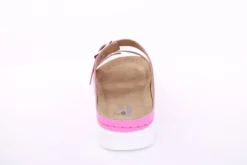 Fußbequem Damen Pantolette Leder gelb, pink S13 9002