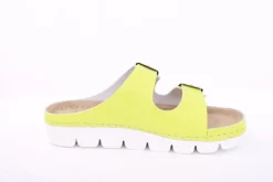 Fußbequem Damen Pantolette Leder gelb, pink S13 9002