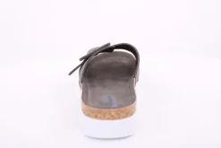 Fuß Bequem Damen Pantolette Leder  Zierschnalle grau grün S14 9008