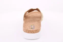 Fuß Bequem Damen Pantolette Leder Kork- Fußbett grau beige S14 9000