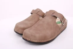 Fuß Bequem Damen Pantolette Leder Gelkissen braun S14 1013