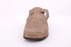 Fuß Bequem Damen Pantolette Leder Gelkissen braun S14 1013
