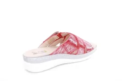 Fußbequem Damen Pantolette Wechselfußbett metallisch glänzend rot S213 5013