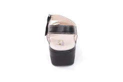 Fußbequem Damen Sandale Leder Wechselfußbett Klettverschluss schwarz S13 10301