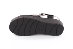 Fußbequem Damen Sandale Leder Wechselfußbett Klettverschluss schwarz S13 10301