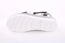 Fußbequem Damen Sandale Wechselfußbett metallisch glänzend schwarz S13 10101